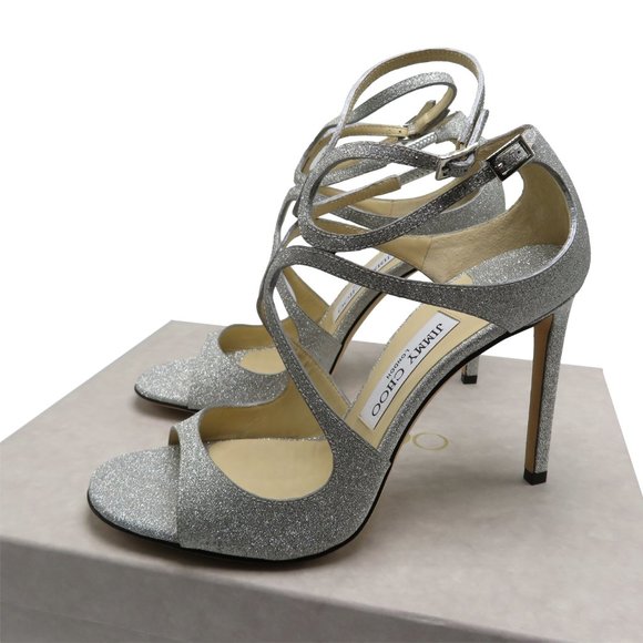 JIMMY CHOO Women's LANG Glitter Sandals - Picture 3 of 7